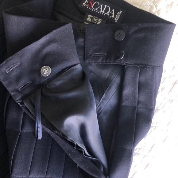 ESCADA Vintage Classic Navy Blue Knife Pleated Wool Gabardine Maxi Skirt - Picture 8 of 10